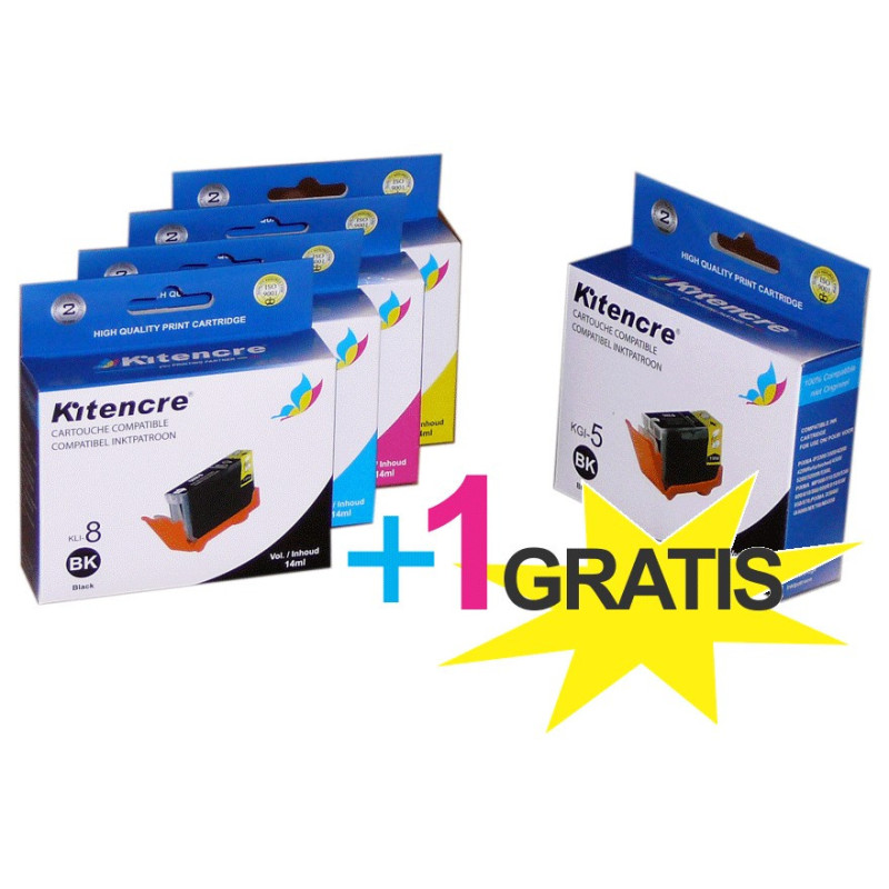 Lot Cartouches CLI8 / PGI5BK - 4 + 1 GRATIS