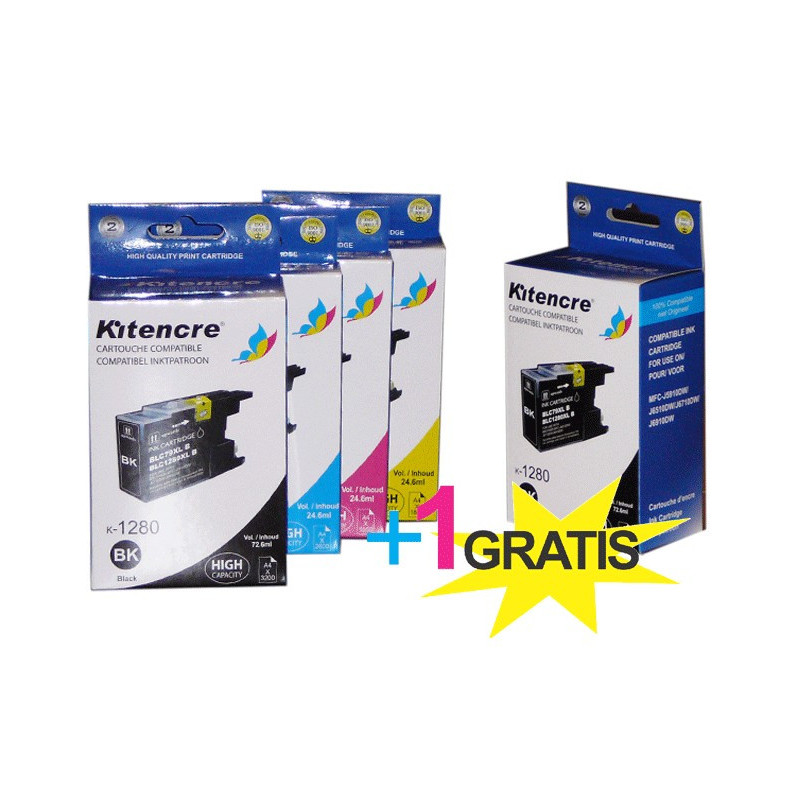 Cartouches d'encre LC-1280 HC - Pack 4+1 GRATIS