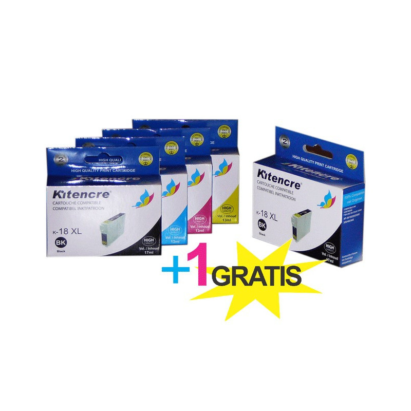 Lot 4 Cartouches +1 GRATUITE - 18 XL