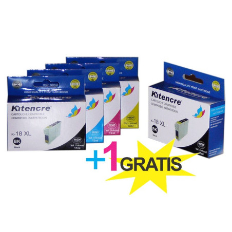 Lot 4 Cartouches +1 GRATUITE - 18 XL